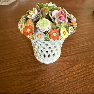 Antique Dresden Germany Reticulated Porcelain Flower Basket Centerpiece